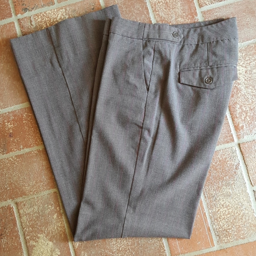 Plaid wide leg, low waist, stretch slacks
